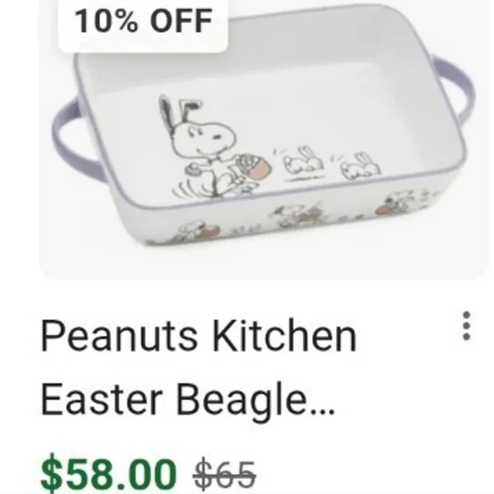 PEANUTS Easter Beagle Snoopy Rect. Ceramic Baking Dish BNWT LtdEd SO
